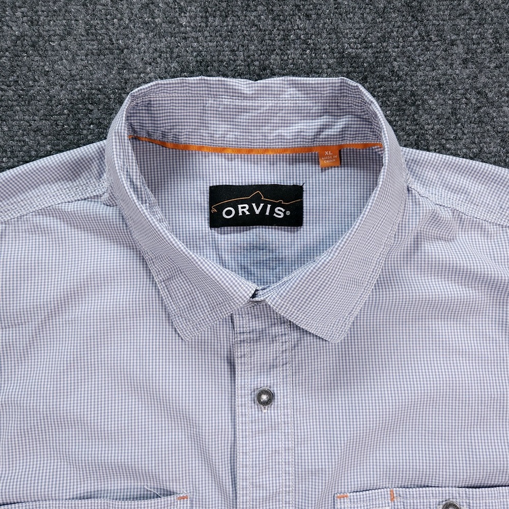 Orvis Shirt Mens XL Blue Gingham Trout Bum River Guide Fishing Button Up Pockets - Picture 3 of 13